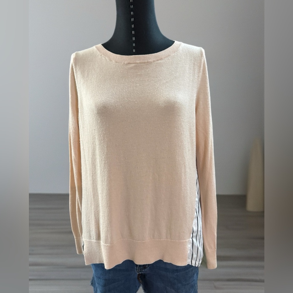 Halogen Apricot and Grey Striped Sweater